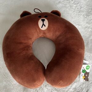 Line Friends Brown Bear U-Shaped Neck Pillow Plush NWT